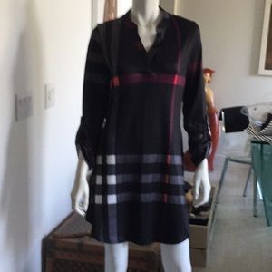 Black Burberry style tunic mini dress